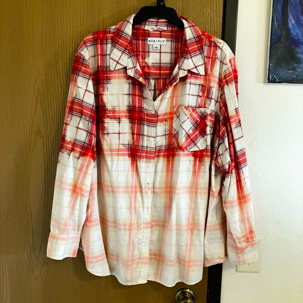 Xl red, white and silver custom made flannel
